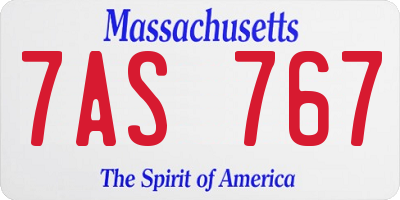 MA license plate 7AS767