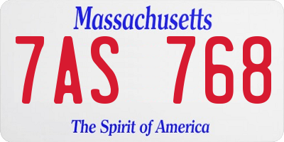MA license plate 7AS768