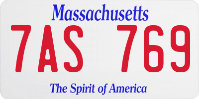 MA license plate 7AS769