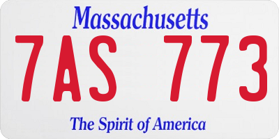 MA license plate 7AS773