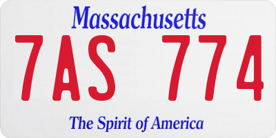 MA license plate 7AS774
