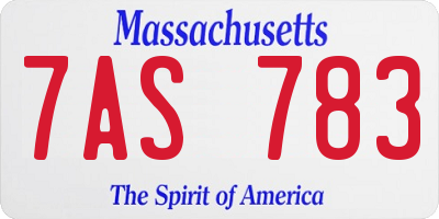 MA license plate 7AS783