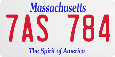 MA license plate 7AS784