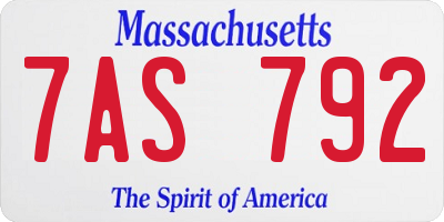 MA license plate 7AS792