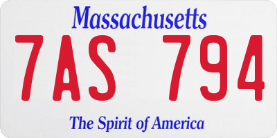MA license plate 7AS794