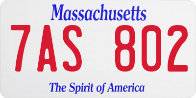 MA license plate 7AS802