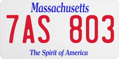 MA license plate 7AS803