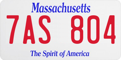 MA license plate 7AS804