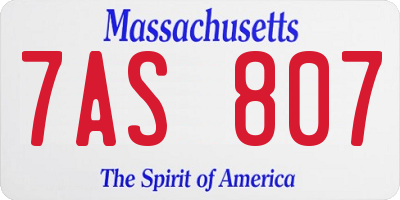 MA license plate 7AS807