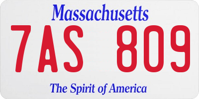 MA license plate 7AS809