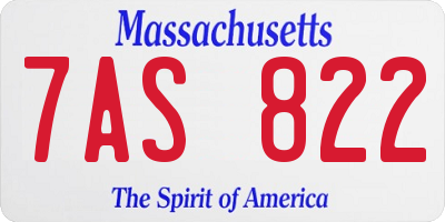 MA license plate 7AS822