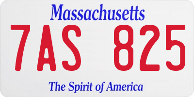 MA license plate 7AS825