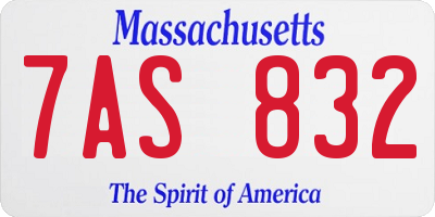 MA license plate 7AS832