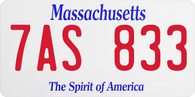 MA license plate 7AS833