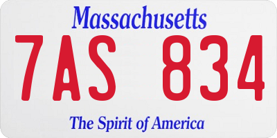 MA license plate 7AS834