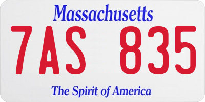 MA license plate 7AS835
