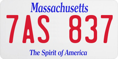 MA license plate 7AS837