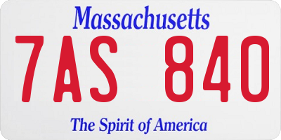 MA license plate 7AS840