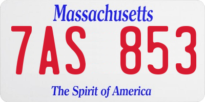 MA license plate 7AS853