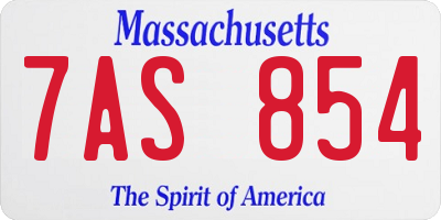 MA license plate 7AS854