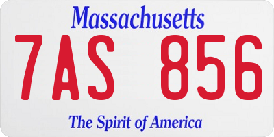 MA license plate 7AS856
