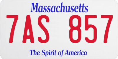 MA license plate 7AS857
