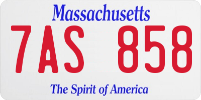 MA license plate 7AS858