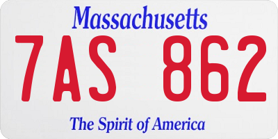 MA license plate 7AS862