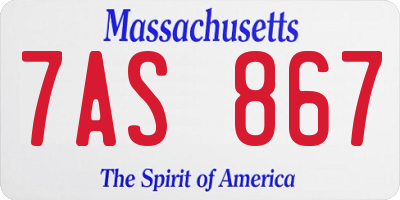 MA license plate 7AS867