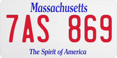 MA license plate 7AS869