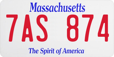 MA license plate 7AS874