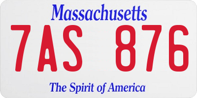 MA license plate 7AS876
