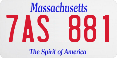 MA license plate 7AS881