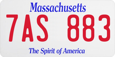 MA license plate 7AS883