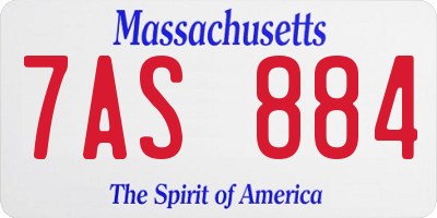MA license plate 7AS884