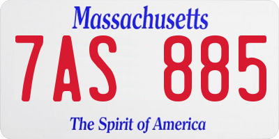 MA license plate 7AS885