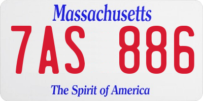 MA license plate 7AS886
