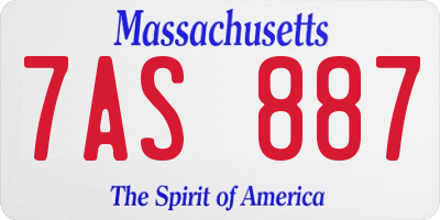 MA license plate 7AS887