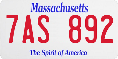 MA license plate 7AS892