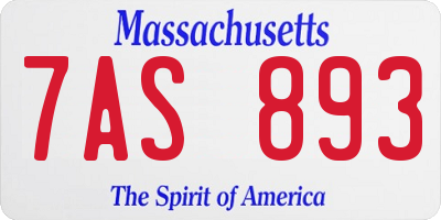 MA license plate 7AS893