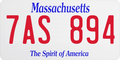 MA license plate 7AS894