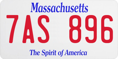 MA license plate 7AS896