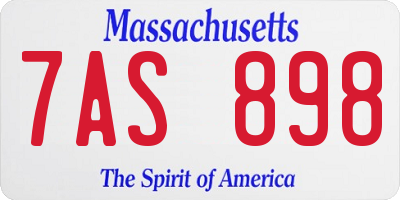 MA license plate 7AS898