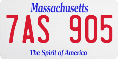 MA license plate 7AS905