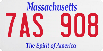 MA license plate 7AS908