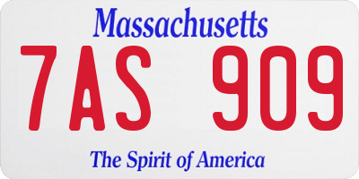 MA license plate 7AS909
