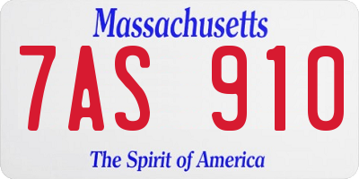 MA license plate 7AS910