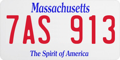 MA license plate 7AS913