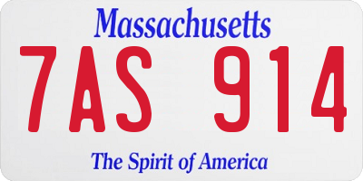 MA license plate 7AS914