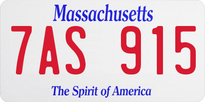 MA license plate 7AS915
